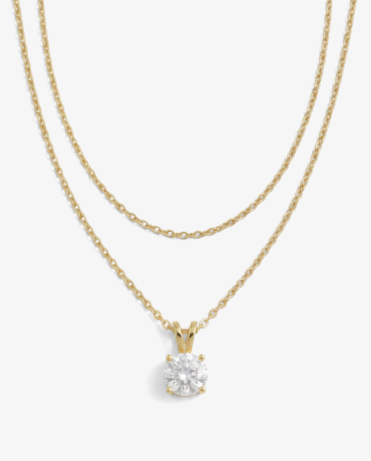 Solitaire & Cable Necklace Set