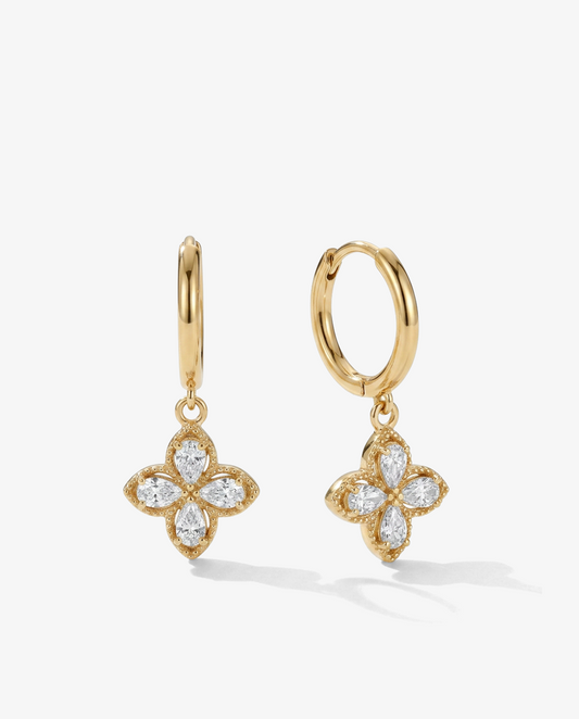Clover Drop Hoop Earrings