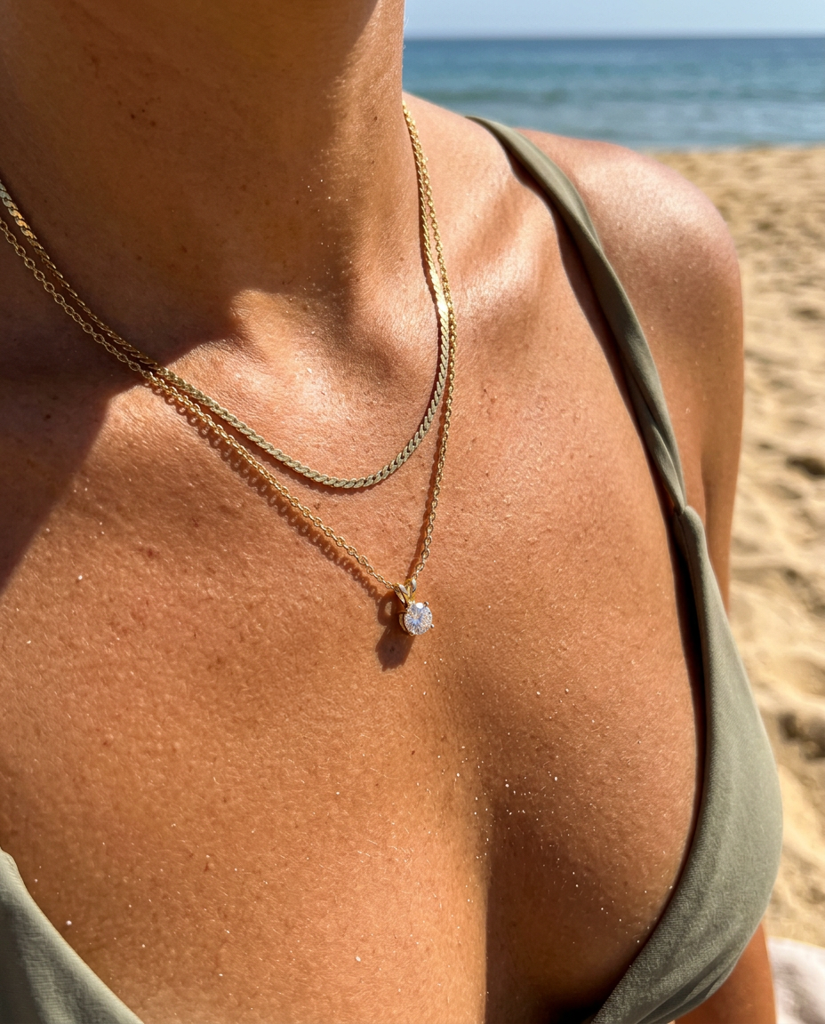Solitaire & S-Chain Necklace Set