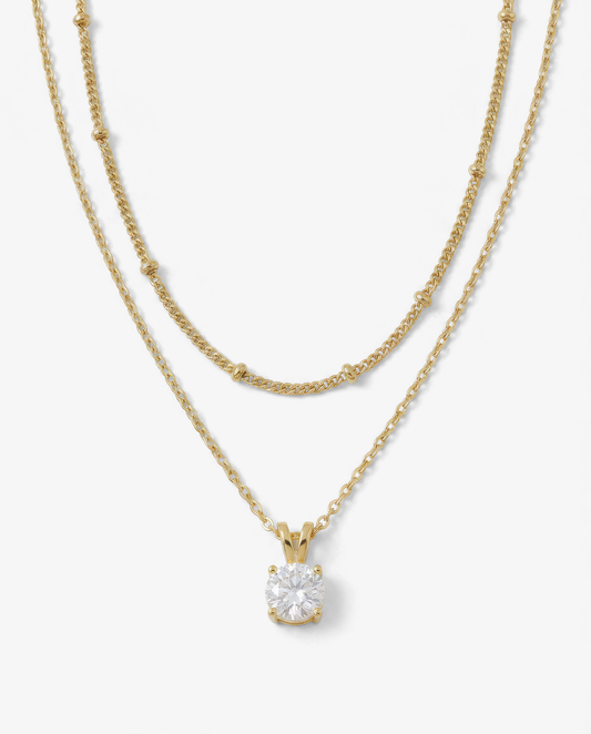 Solitaire & Satellite Necklace Set