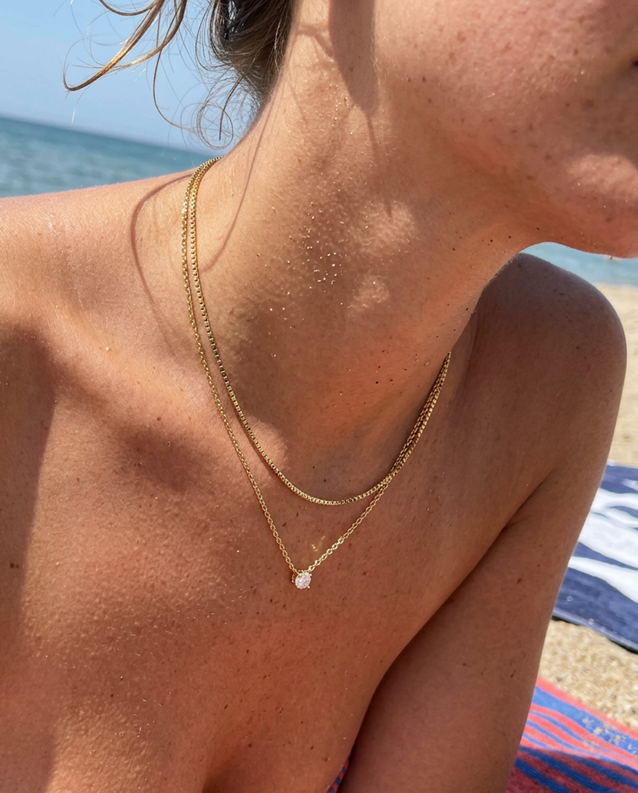 Solitaire & Box Necklace Set