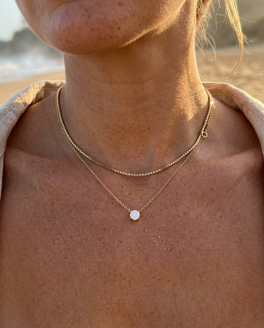 Everyday Solitaire & Box Necklace Set