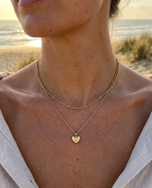 Tiny Heart & Satellite Necklace Set