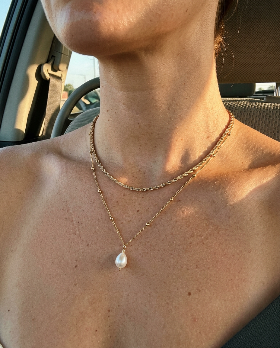 Pearl & Rope Necklace Set
