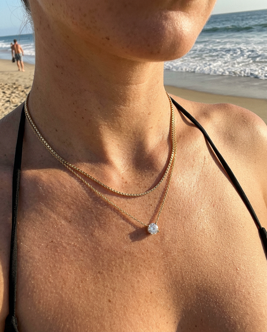 Everyday Solitaire & Box Necklace Set