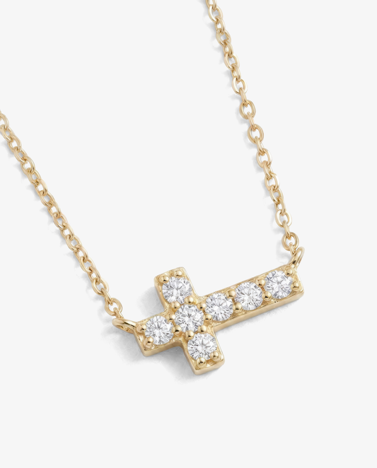 Horizontal Pavé Cross Necklace