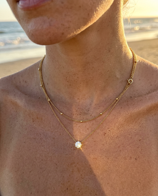 Everyday Solitaire & Satellite Necklace Set