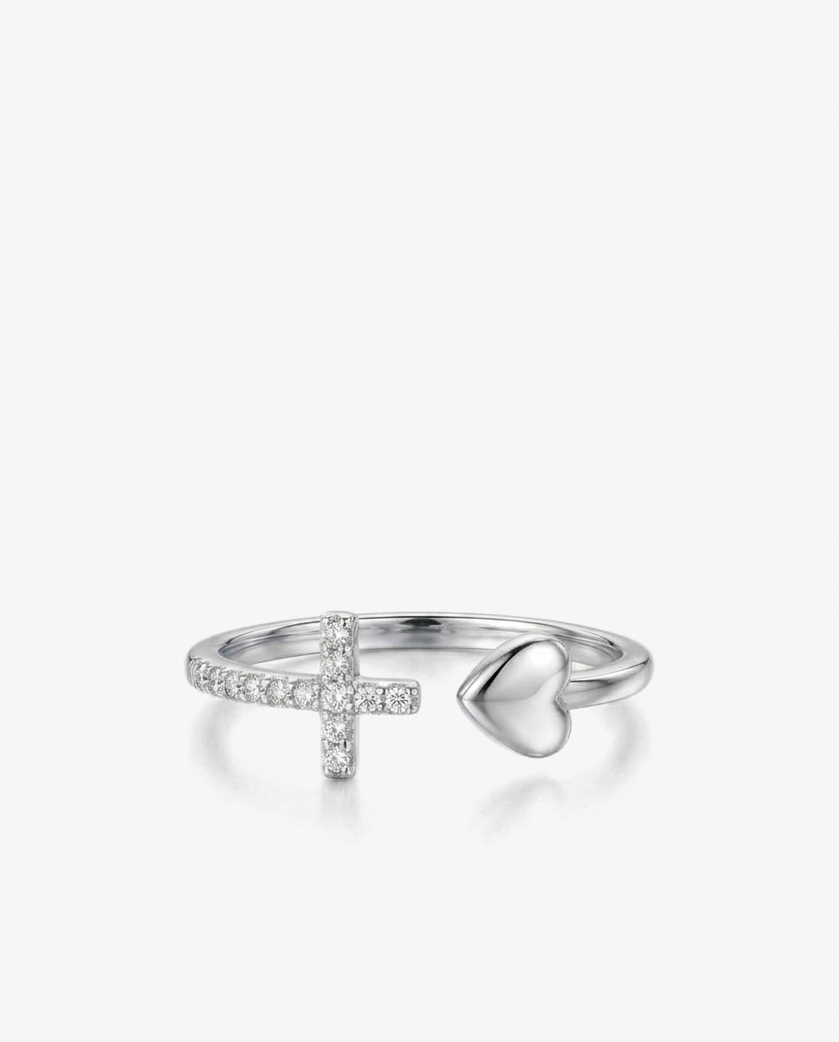 Heart & Cross Ring