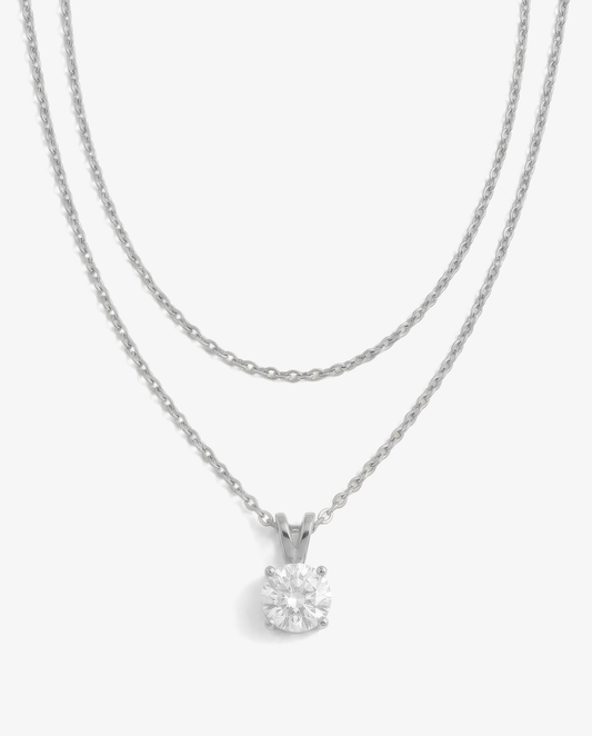 Solitaire & Cable Necklace Set
