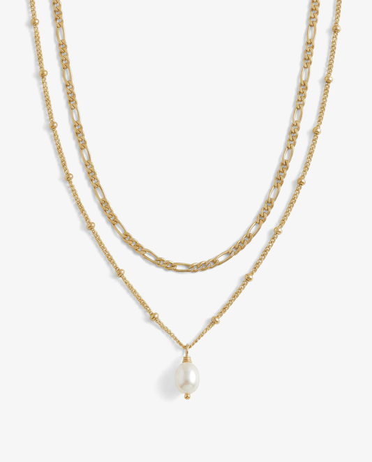 Pearl & Figaro Necklace Set
