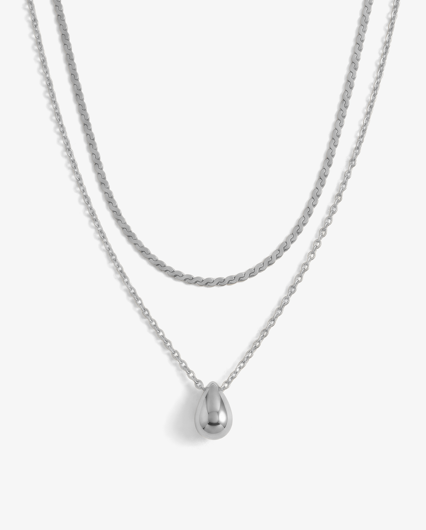 Everyday Pear & S-Chain Necklace Set