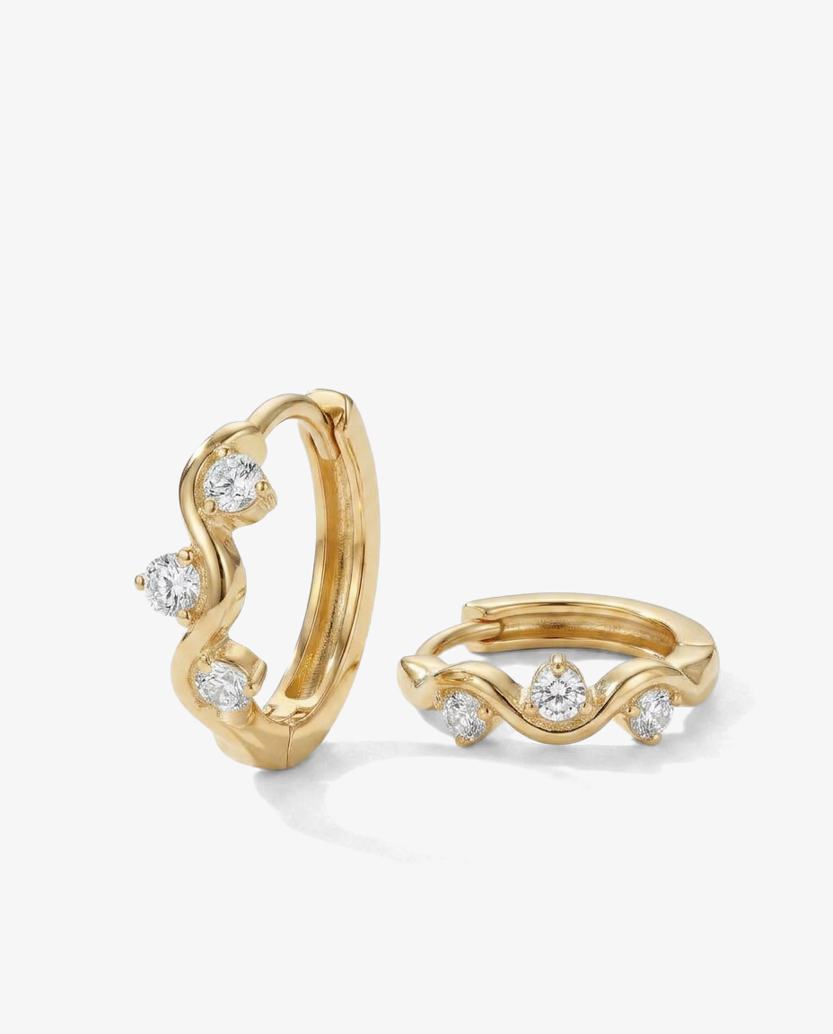 Twisted Zircon Hoop Earrings