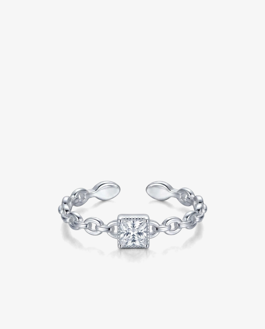 Square Zircon Chain Ring