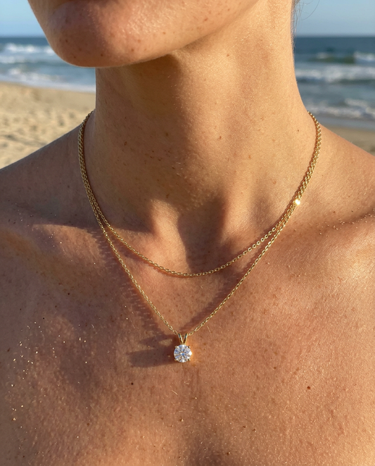 Solitaire & Cable Necklace Set