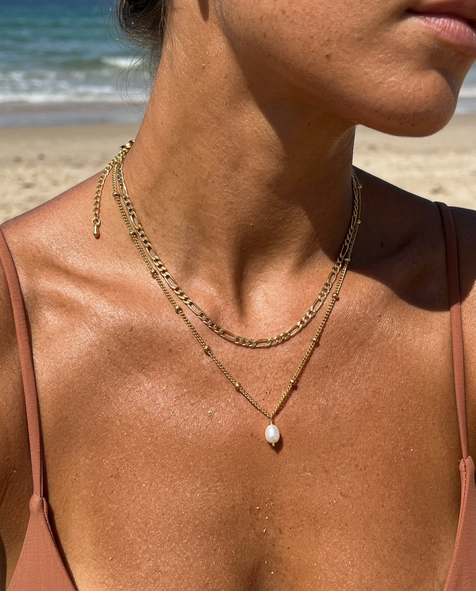 Pearl & Figaro Necklace Set