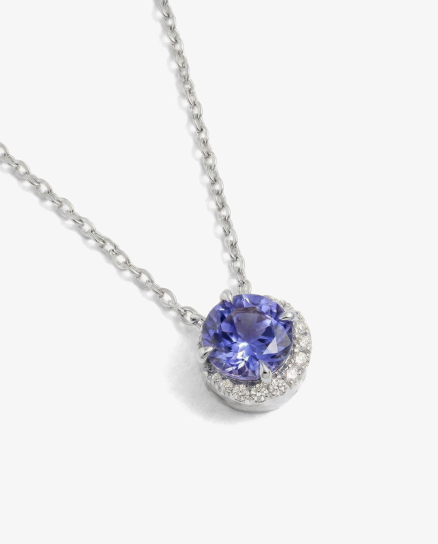 Sapphire Halo Pendant Necklace