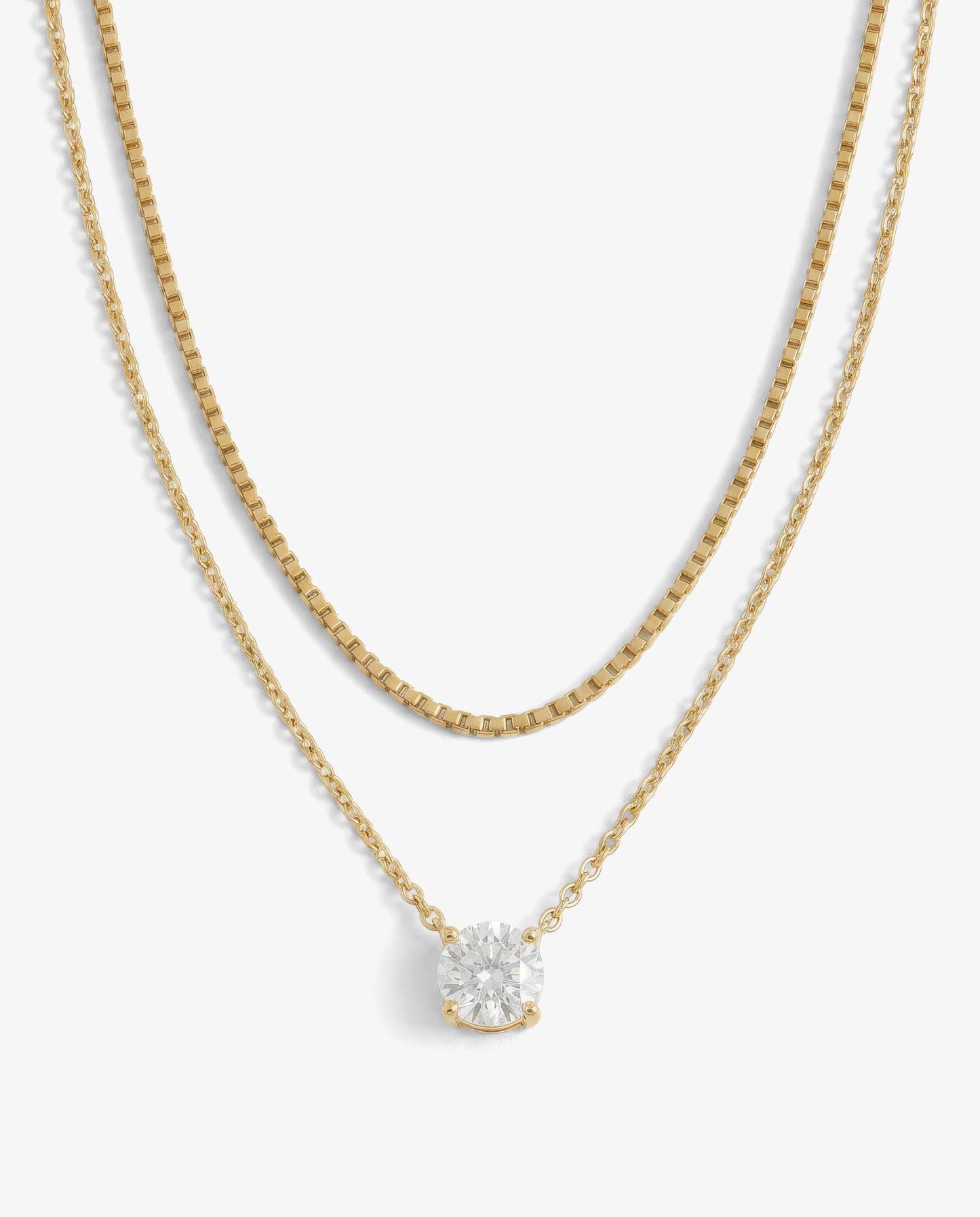 Everyday Solitaire & Box Necklace Set