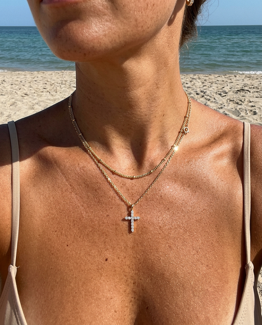 Pavé Cross & Satellite Necklace Set