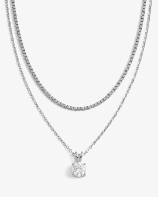 Solitaire & Box Necklace Set