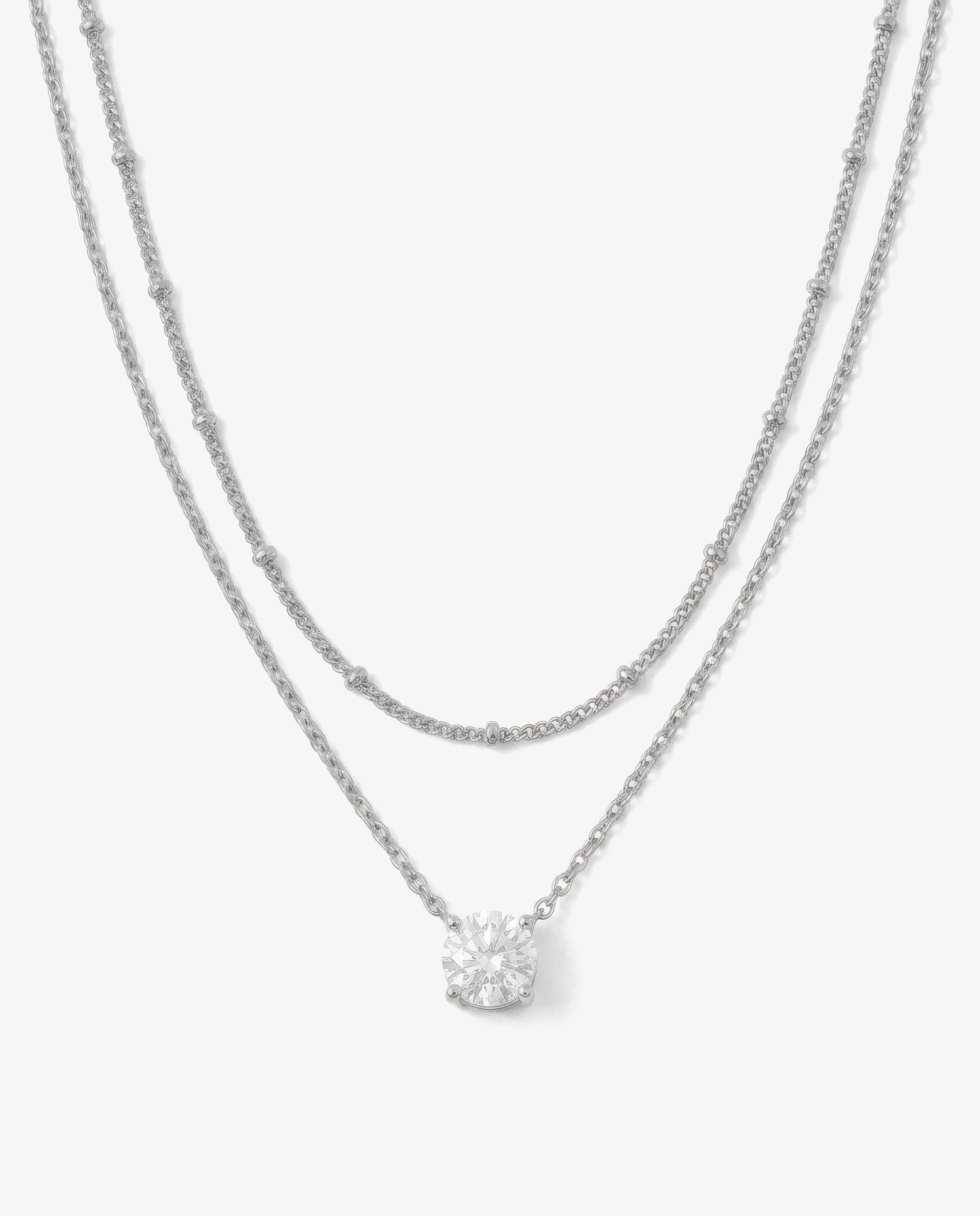 Everyday Solitaire & Satellite Necklace Set