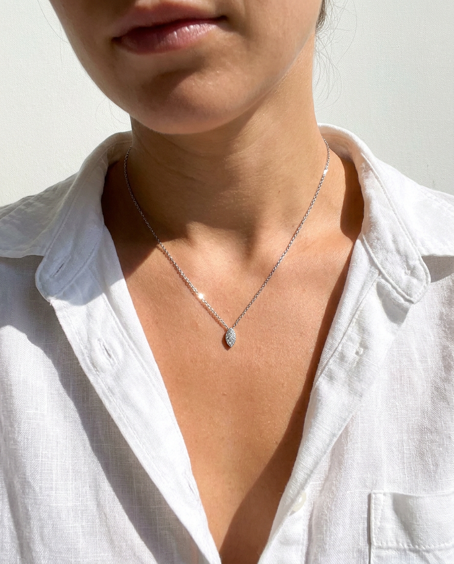 Pavé Oval Pendant Necklace