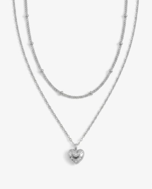 Tiny Heart & Satellite Necklace Set