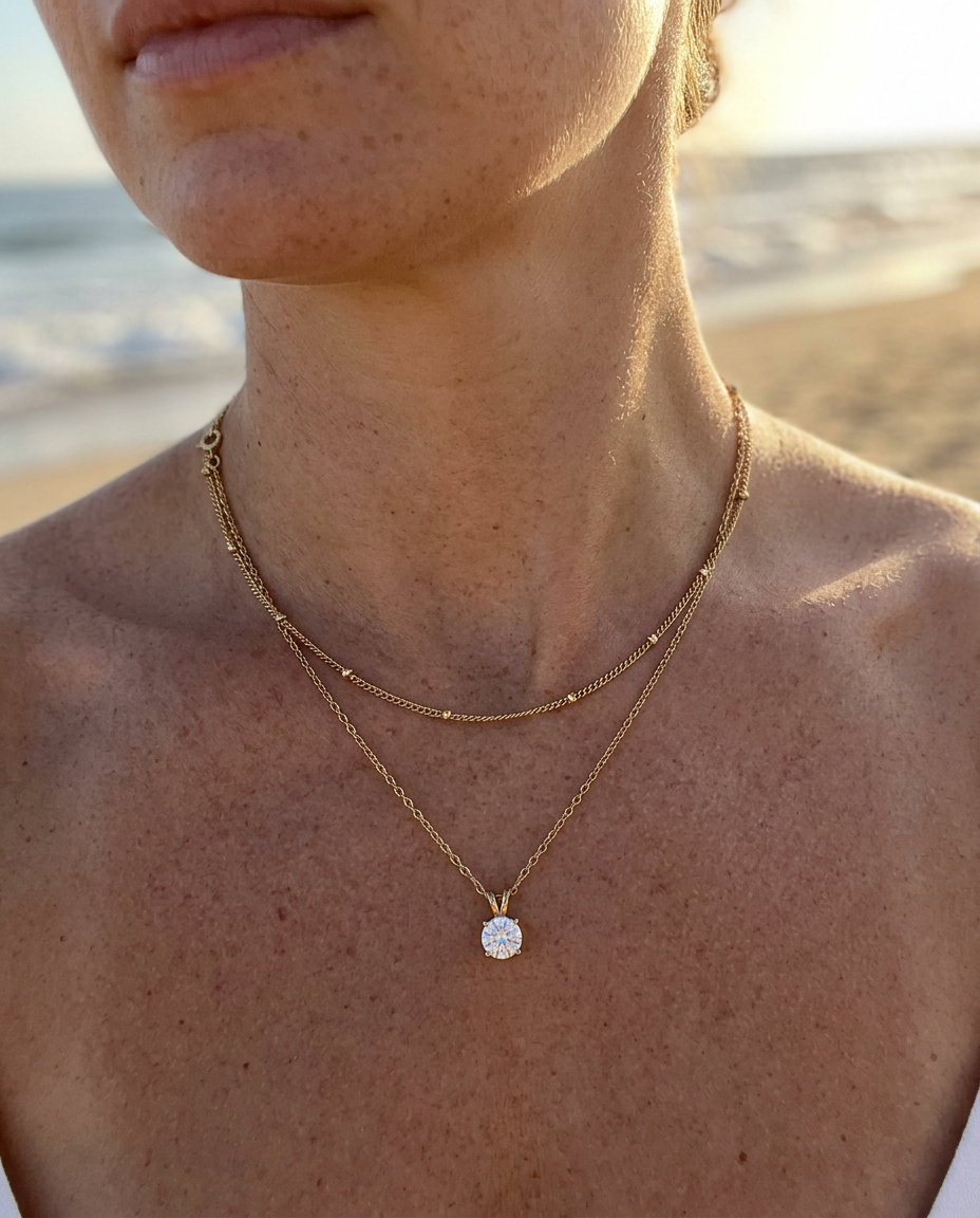 Solitaire & Satellite Necklace Set