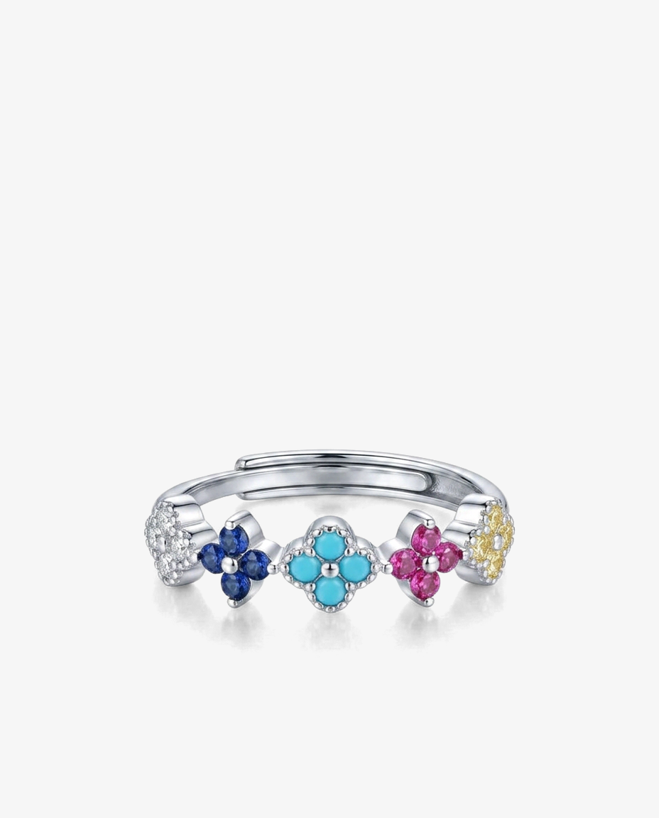 Colourful Clover Zircon Ring
