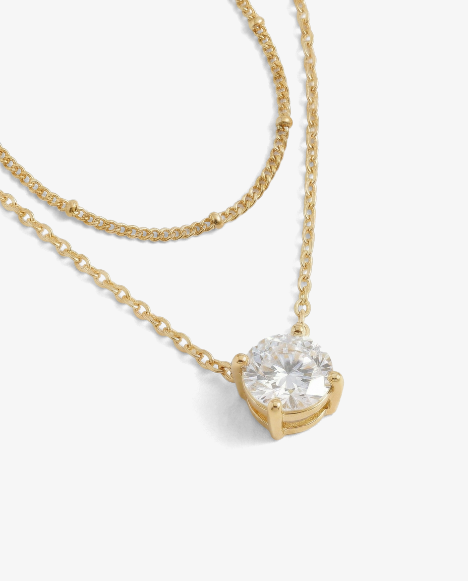 Solitaire & Satellite Necklace Set