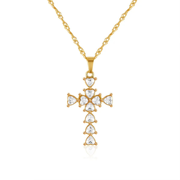 XL001-3 White Zircon Cross Pendant