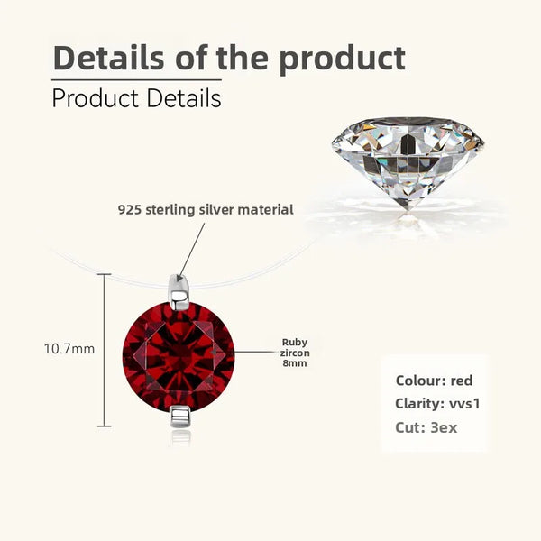 925 Silver / 2 Carat Ruby Necklace