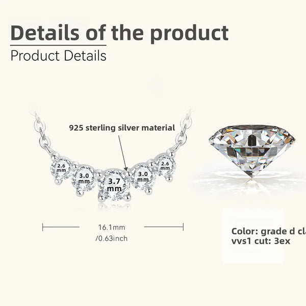 925 Silver / White-Smile Necklace (0.58 Carat)
