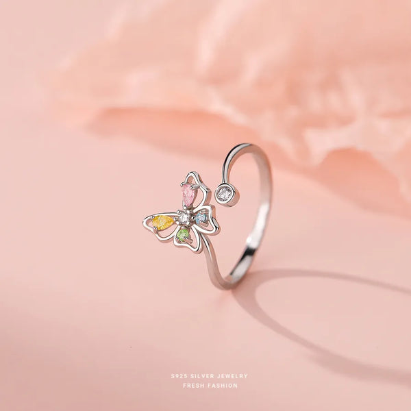 YK0110_Snowflake Stone/White Zirconium_Platinum Plated - Ring S925 Silver Model