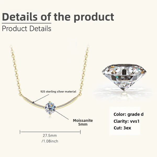 925 Silver / Gold - Smile Single Diamond Necklace (0.5 Carat)