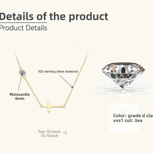 925 Silver / Gold - Versatile Cross Necklace (0.3 Carat)