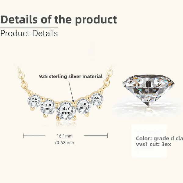 925 Silver / Gold - Smile Necklace (0.58 Carat)