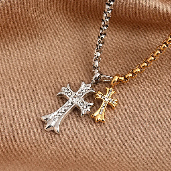 Big Cross Steel Color Small Cross Gold / One Piece
