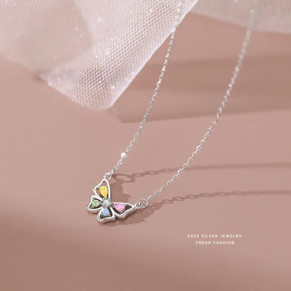 A2794_Colored Ice Flower Stone_Platinum Plated-Necklace S925 Silver Model