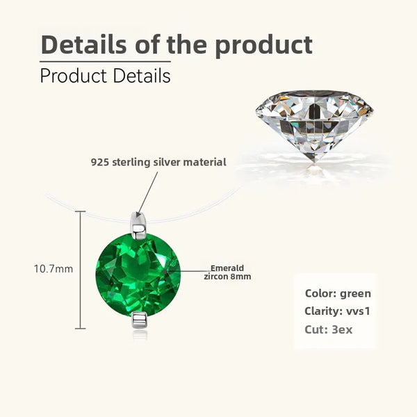 925 Silver / 2 Carat Emerald Necklace