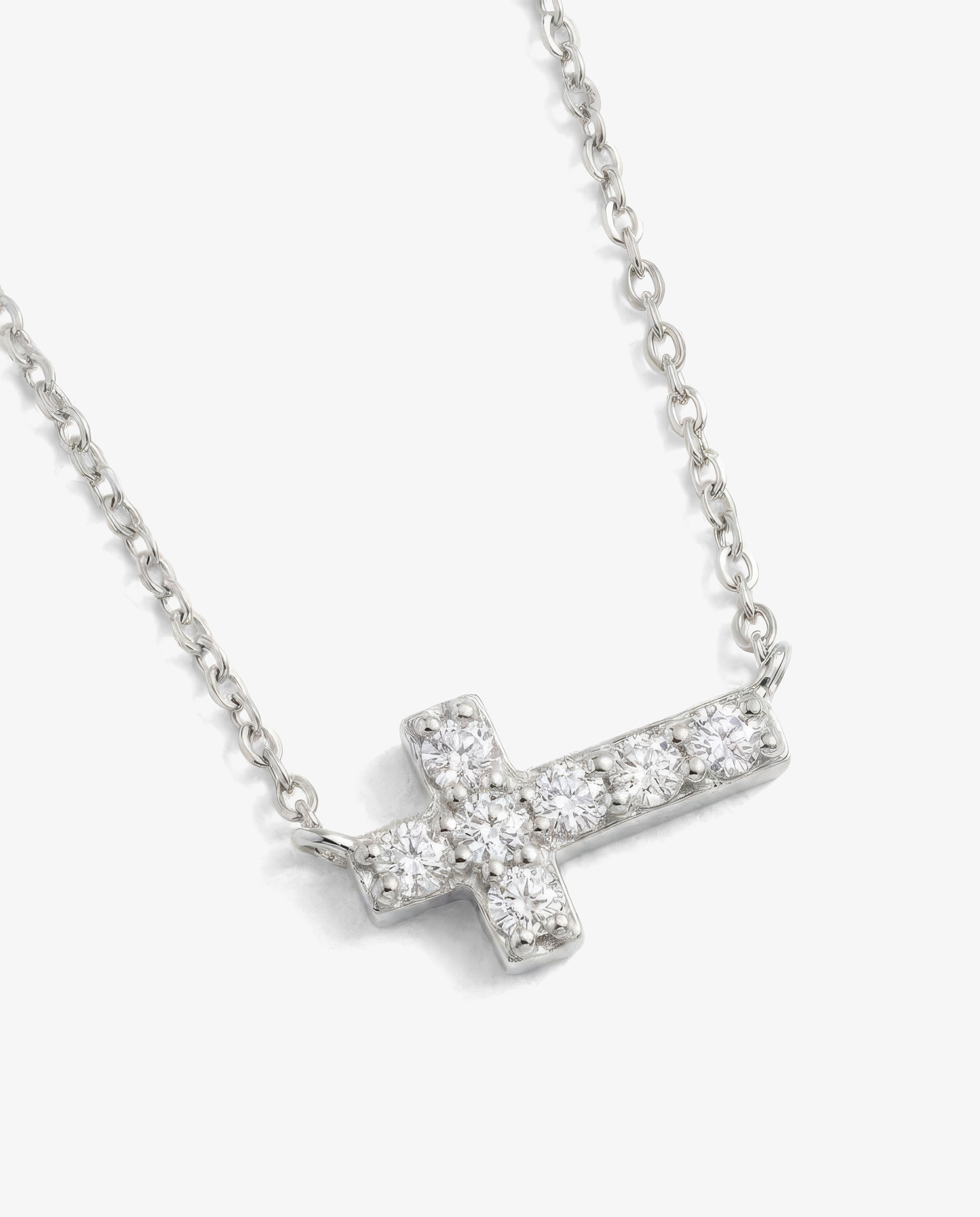 Horizontal Pavé Cross Necklace