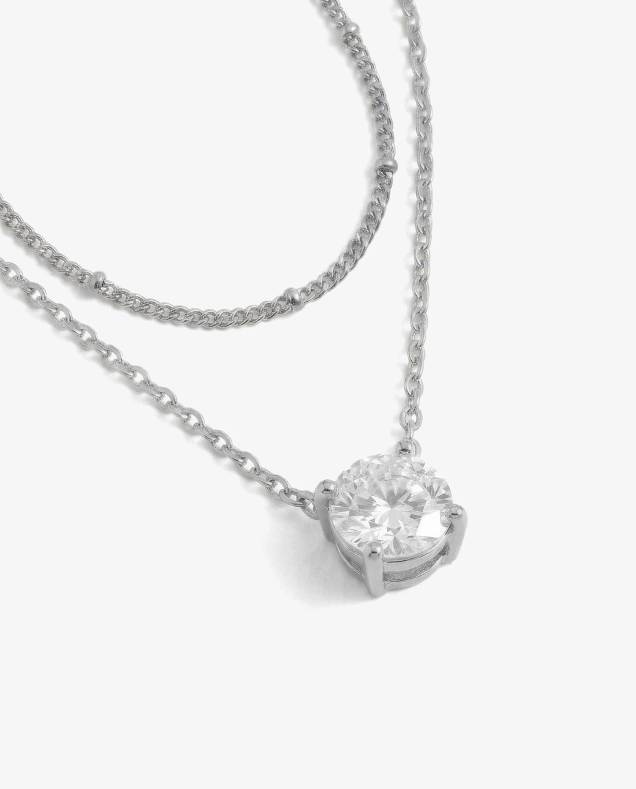 Solitaire & Satellite Necklace Set