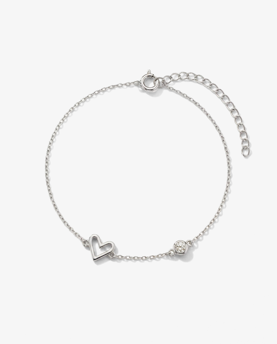 Solitaire & Heart Bracelet