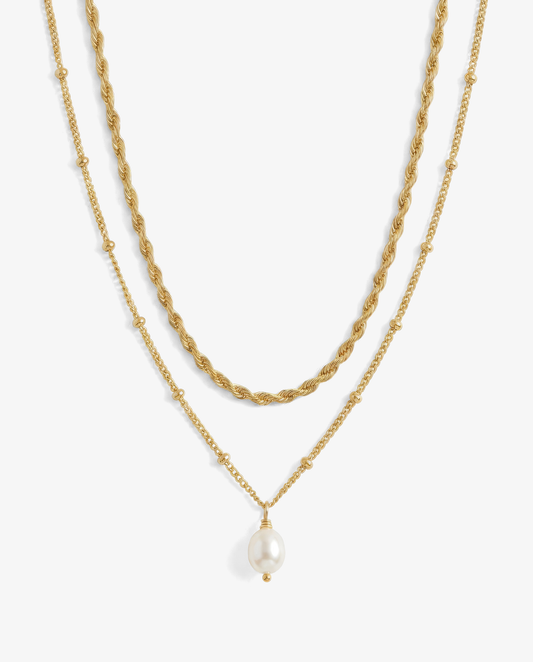 Pearl & Rope Necklace Set