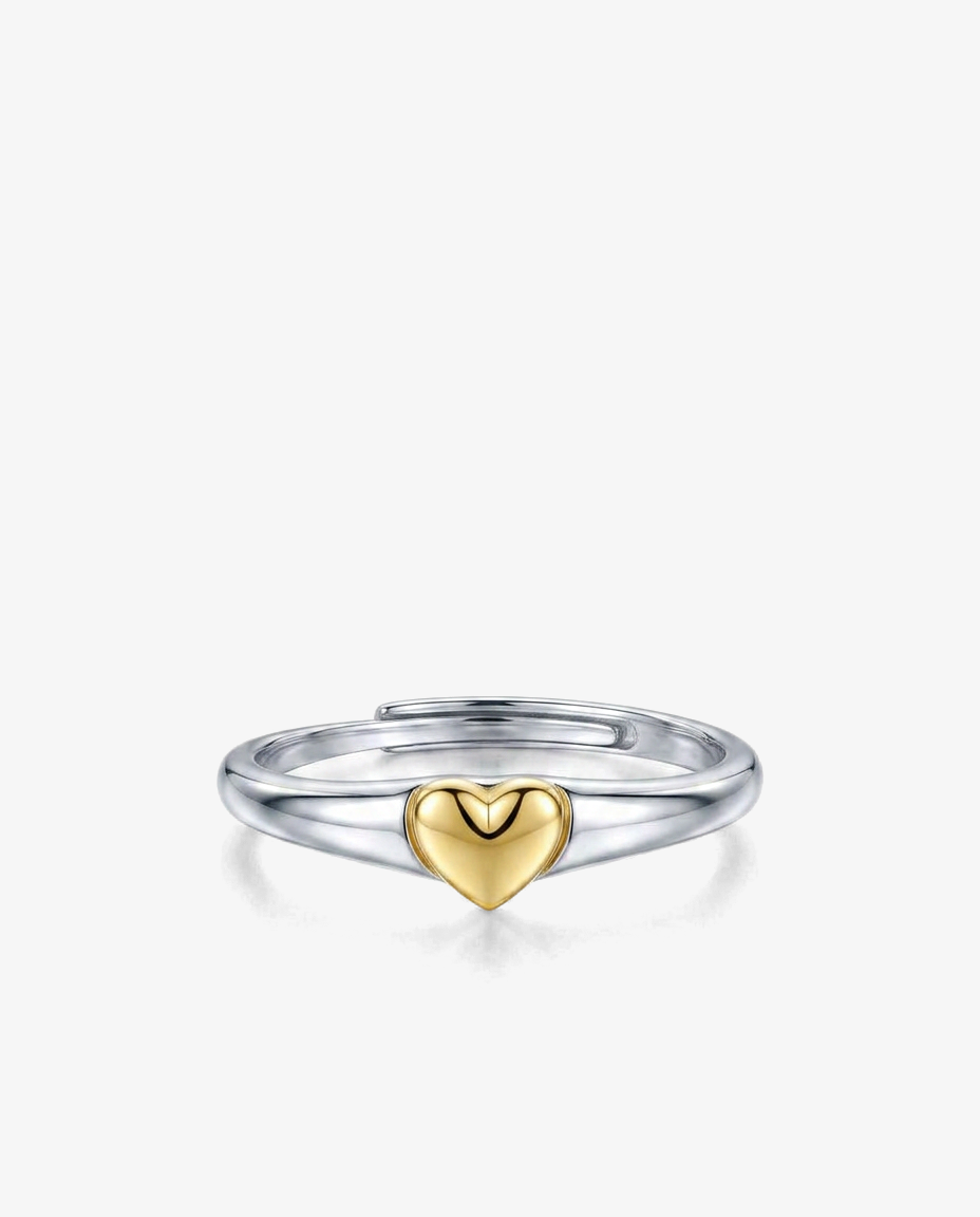Two-Tone Heart Open Ring