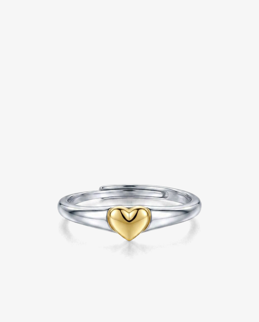 Two-Tone Heart Open Ring