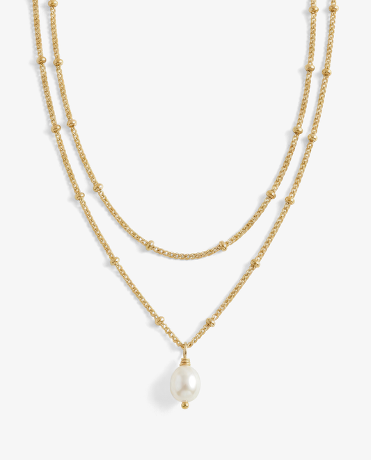 Pearl & Satellite Necklace Set