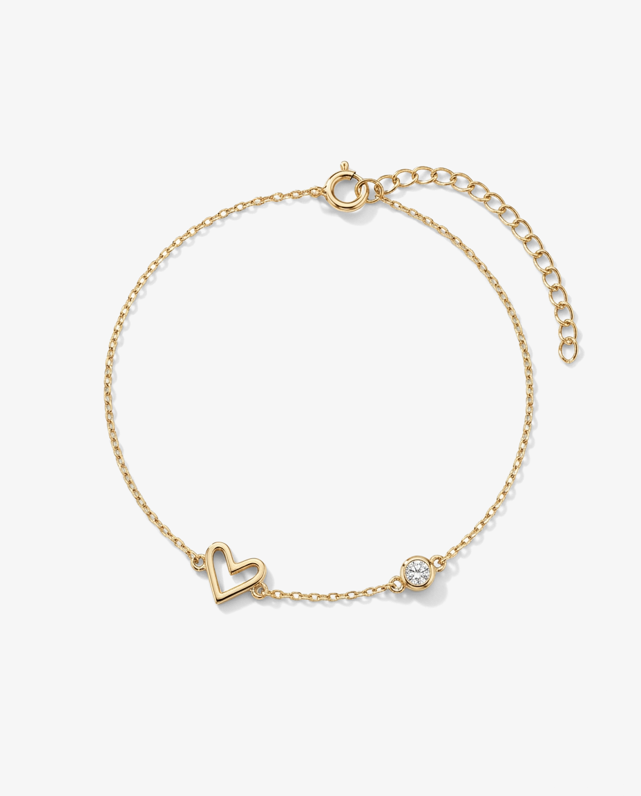 Solitaire & Heart Bracelet