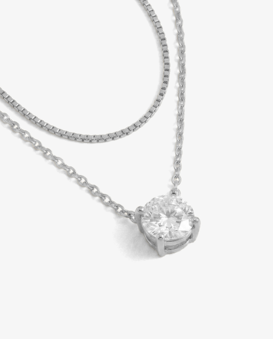 Solitaire & Box Necklace Set