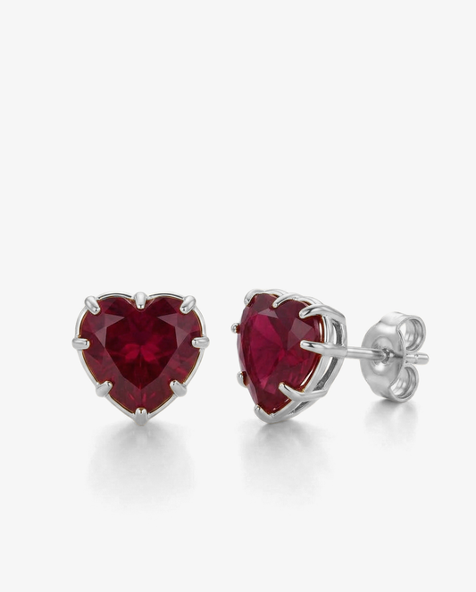 Ruby Heart Studs