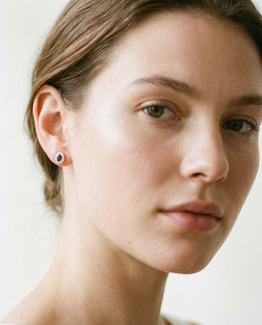 Sapphire Halo Studs